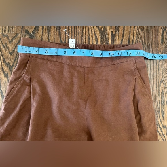 Madewell Petite Pull-On Straight Crop Pants in Linen Blend Size 2P brown NWT - Picture 6 of 9